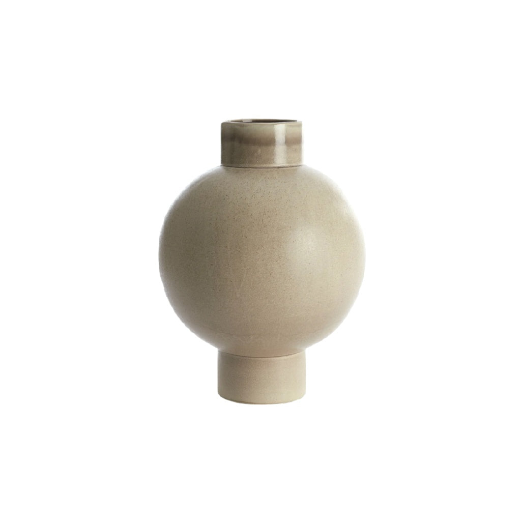 Elegant Beige Ceramic Vase - Modern Round Design for Home Décor