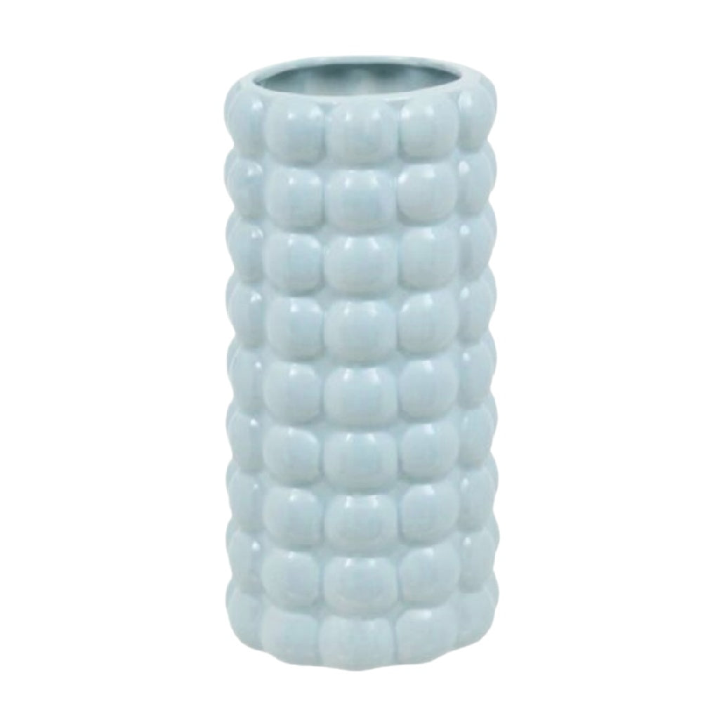 Modern Textured Ceramic Vase - Light Blue, Cylindrical Design