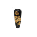 **Elegant Black Ceramic Vase with Gold Floral Design**