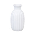 Elegant White Ribbed Ceramic Vase - Modern Home Décor