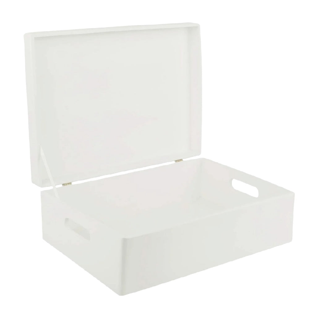Large White Storage Box with Lid and Handles